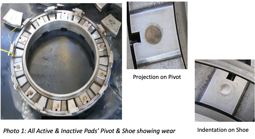 Photo 1: All Active & Inactive Pads’ Pivot & Shoe showing wear